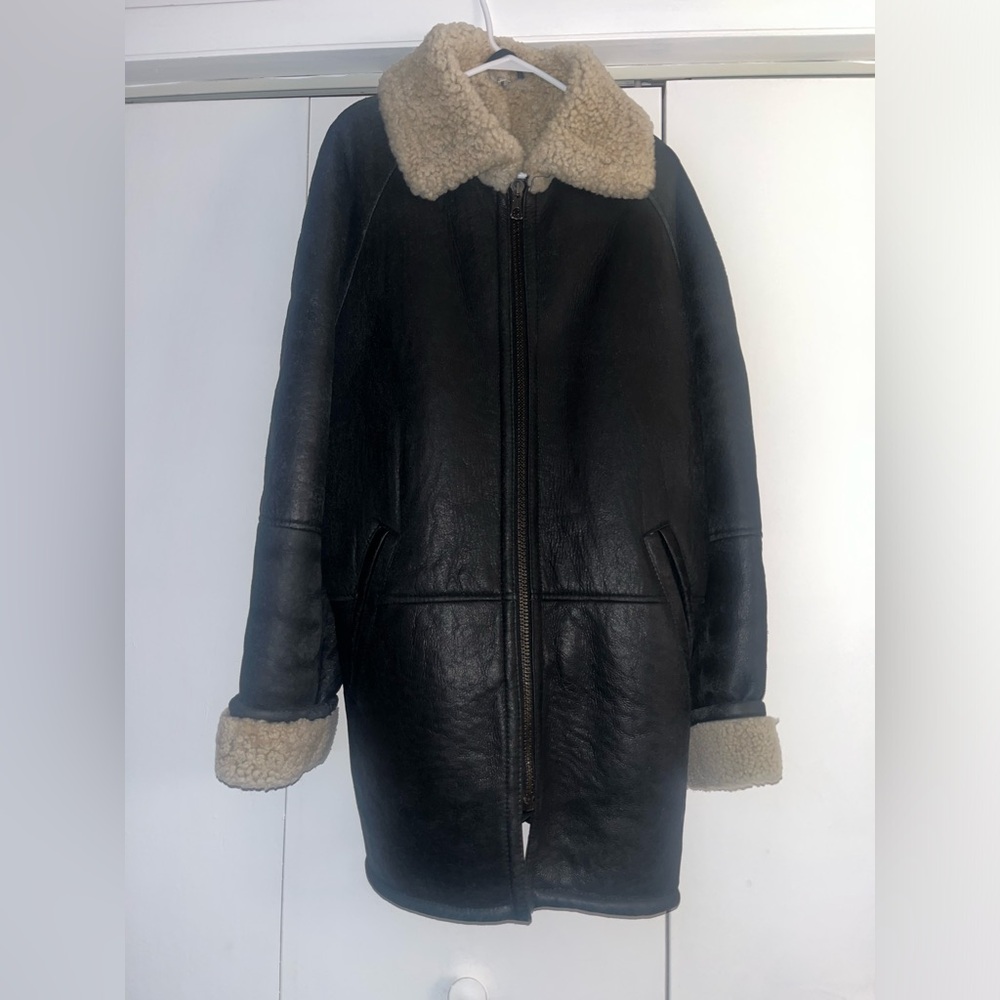 Vintage Skins by Tora Black Leather Jacket w/ Cream Shearling Lining | Medium - Picture 9 of 9